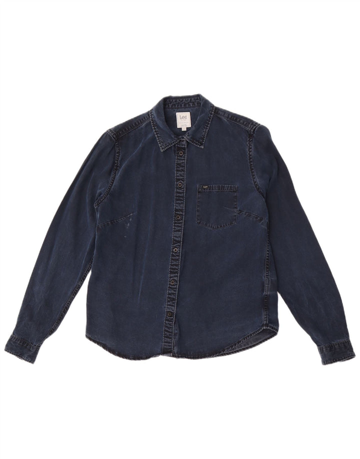 Lee Chemise en jean coupe régulière pour femme UK 10 Small Bleu marine Lyocell