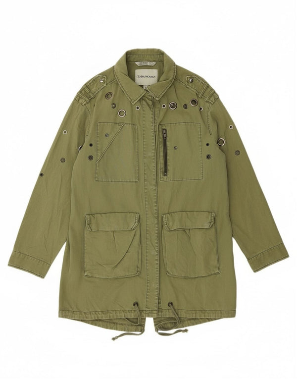 Zara Veste utilitaire militaire surdimensionnée pour femme UK 14 Kaki moyen