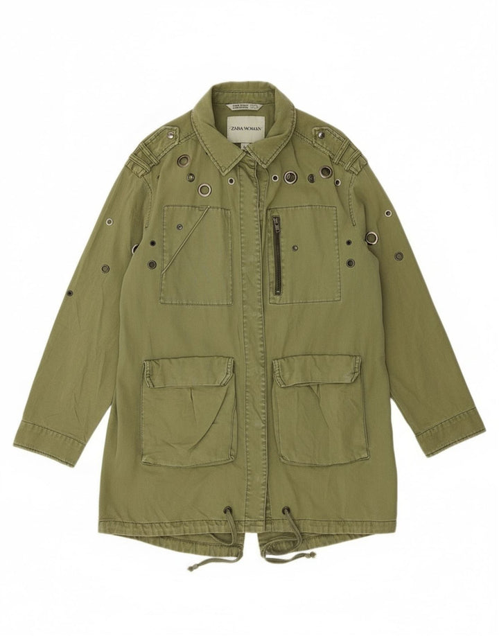 Zara Veste utilitaire militaire surdimensionnée pour femme UK 14 Kaki moyen