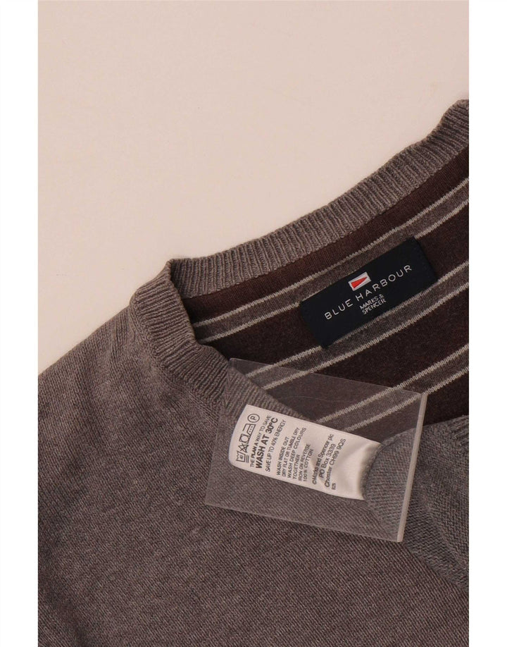Marks & Spencer Pull Blue Harbor Col V Homme Gris Moyen Coton