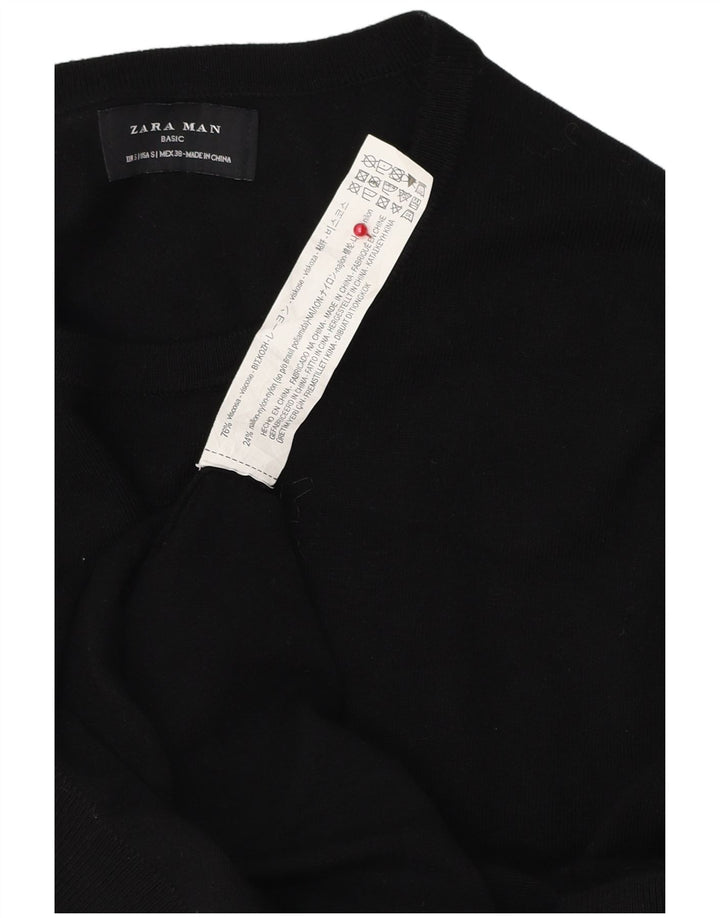ZARA Pull à col rond pour homme Small Noir Viscose