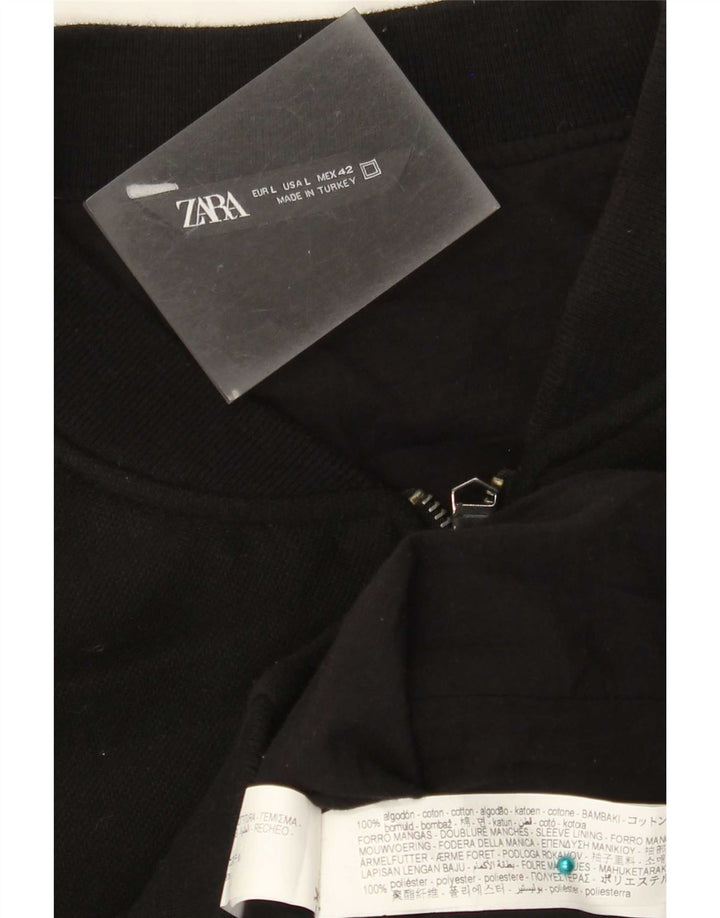 Zara Mens Bomber Jacket UK 40 Large Noir Coton