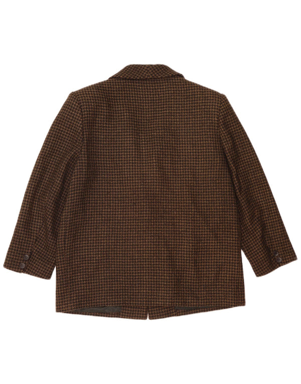 vintage Femmes 2 Bouton Loose Fit Blazer Veste IT 48 XL Pied-de-poule Noir