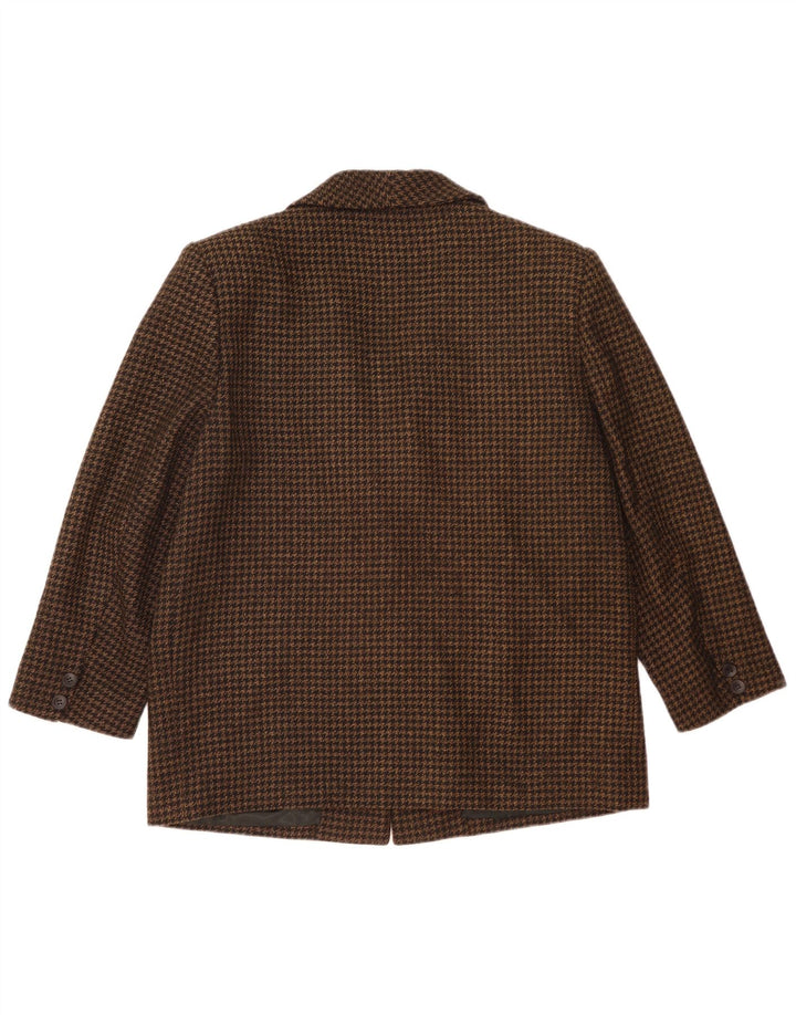 vintage Femmes 2 Bouton Loose Fit Blazer Veste IT 48 XL Pied-de-poule Noir