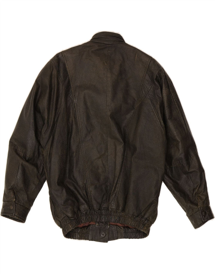 VINTAGE Womens Leather Jacket IT 48 XL Black Vintage Vintage and Second-Hand Vintage from Messina Hembry 