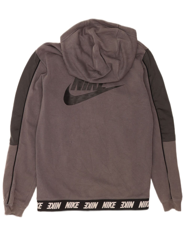 Nike Sweat à capuche zippé graphique pour homme en coton color block Gris Taille S