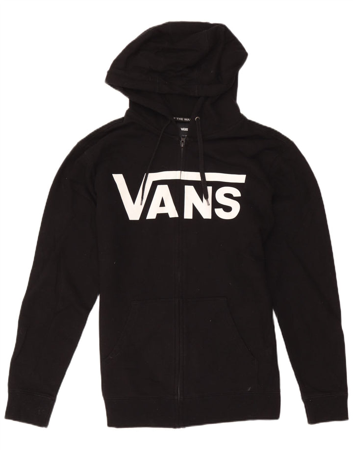 Vans Sweat à capuche zippé graphique pour homme en coton noir moyen