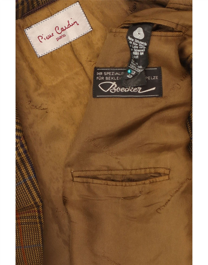 Pierre Cardin Veste Blazer 2 Boutons Homme UK 40 Grand Pied-de-Poule Marron