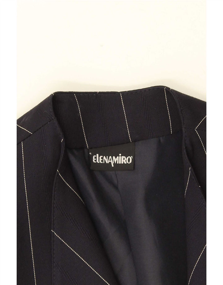 ELENA MIRO Veste Blazer 2 Boutons Femme UK 18 XL Laine Rayée Bleu Marine