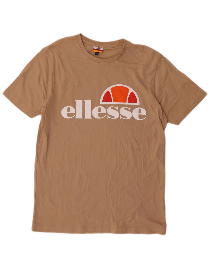 Ellesse T-Shirt Graphique Top Beige Moyen Coton Homme