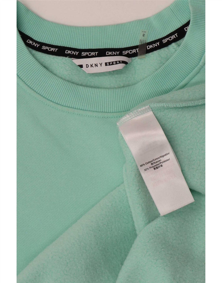 Dkny Sweat-shirt court surdimensionné pour femme UK 10 Petit coton turquoise