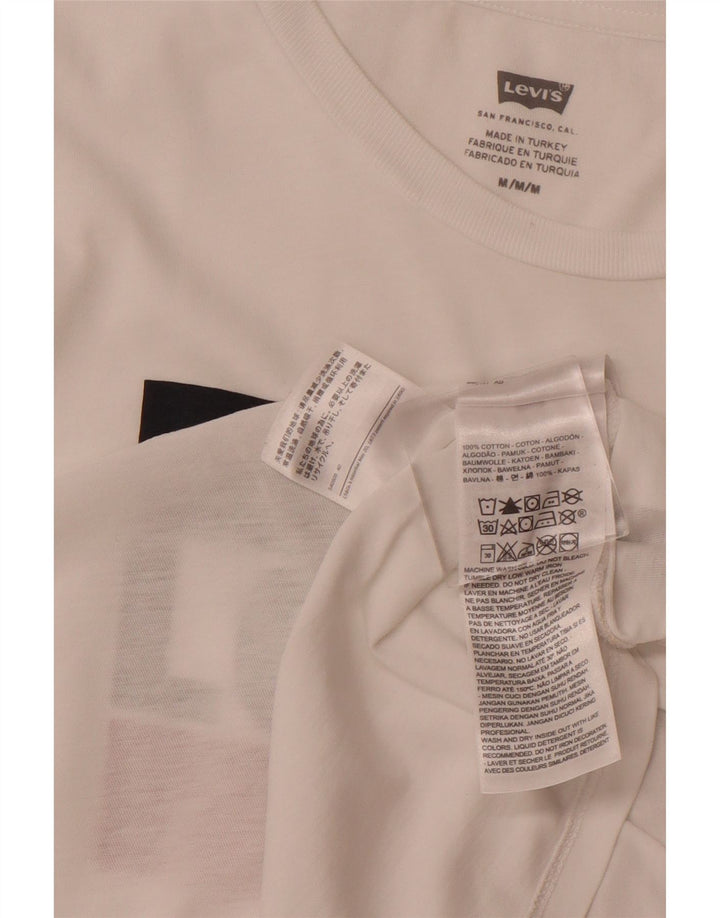 LEVI'S T-Shirt Graphique Femme UK 12 Coton Blanc Moyen