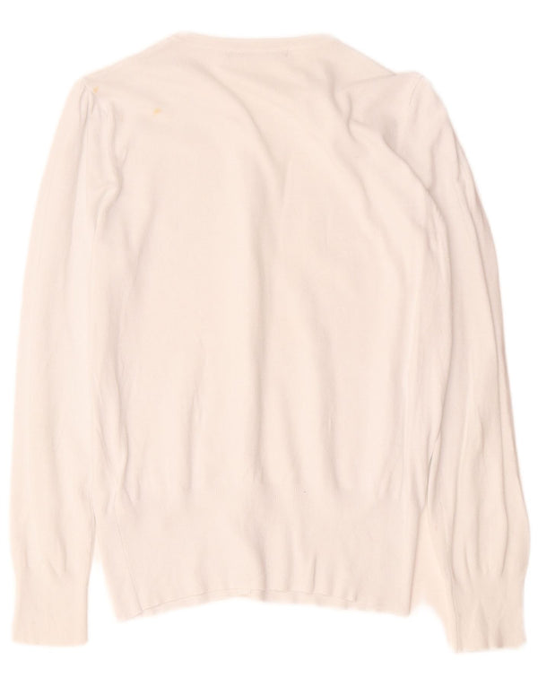 Marks & Spencer Pull Cardigan pour Femme UK 12 Viscose Blanche Moyenne