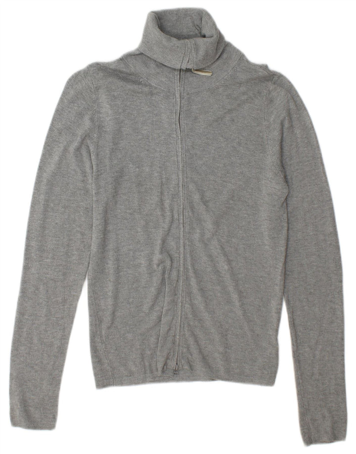 Zara Cardigan Femme Pull UK 12 Rayonne Gris Moyen