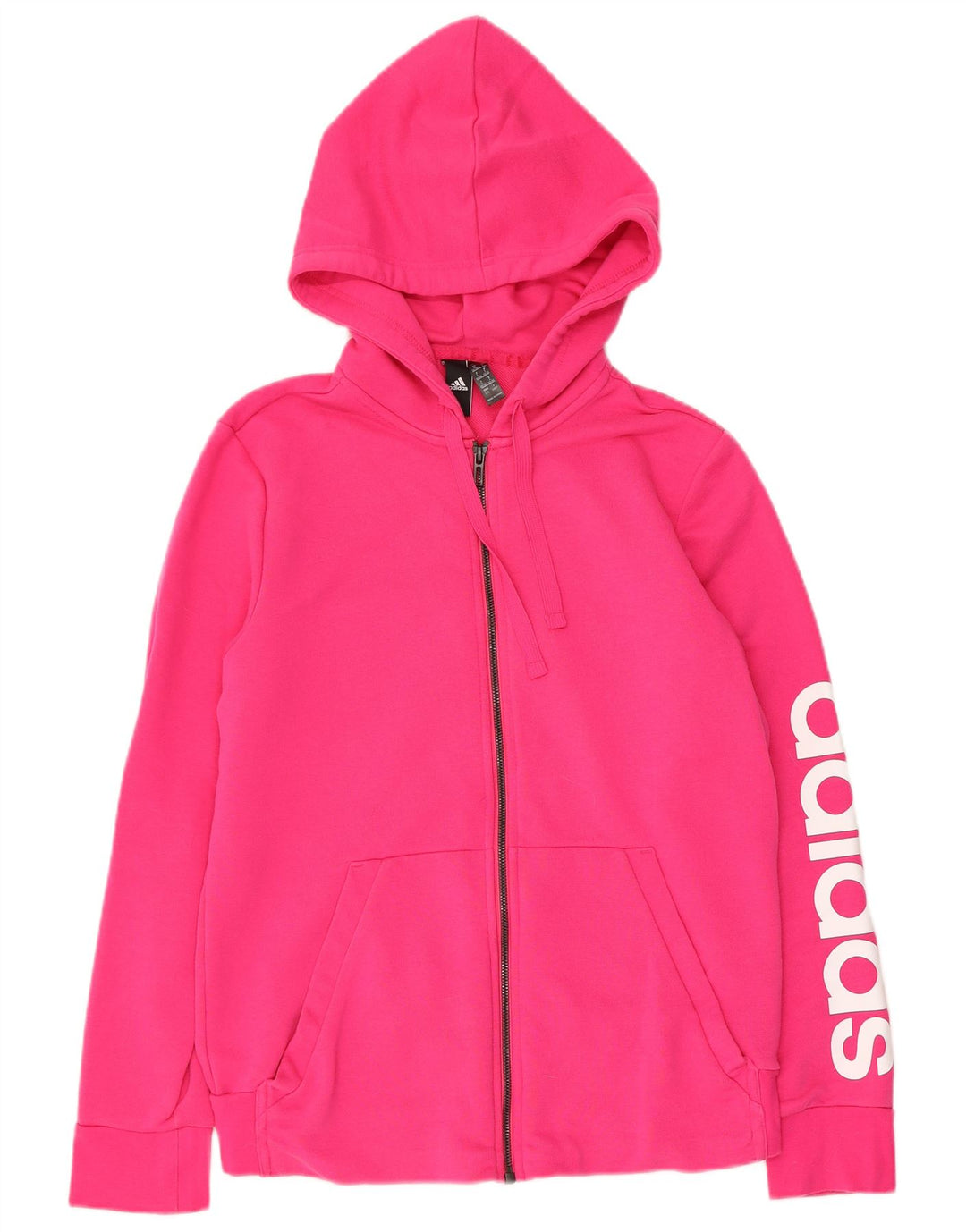 ADIDAS Pull à capuche zippé graphique pour femme UK 16/18 Grand coton rose