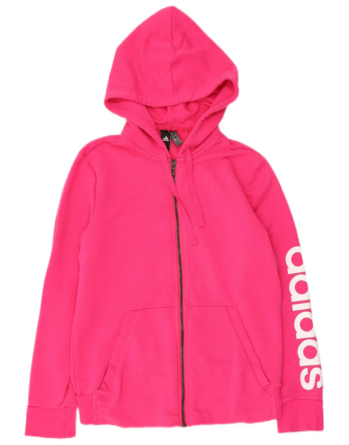 ADIDAS Pull à capuche zippé graphique pour femme UK 16/18 Grand coton rose