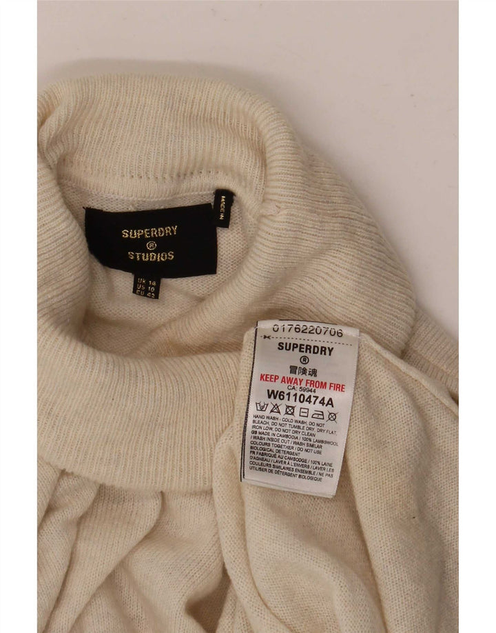 Superdry Pull surdimensionné à col roulé pour femme UK 14 Large Beige Laine