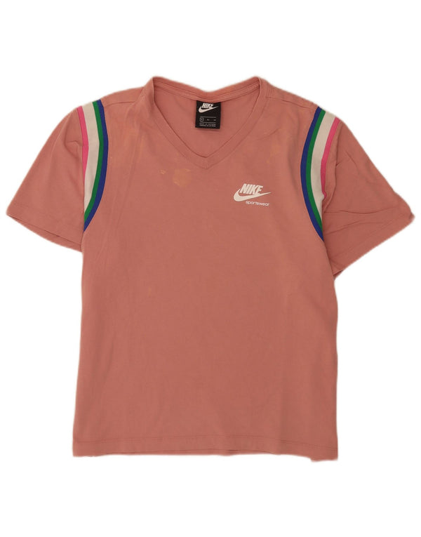 Nike T-Shirt Femme UK 18 XL Coton Rayé Rose