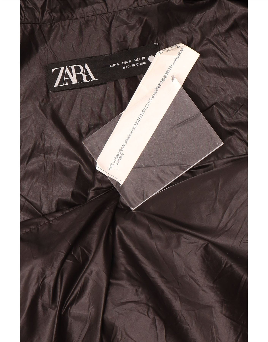 Zara Gilet rembourré à capuche pour femme UK 44 Medium Noir Polyester