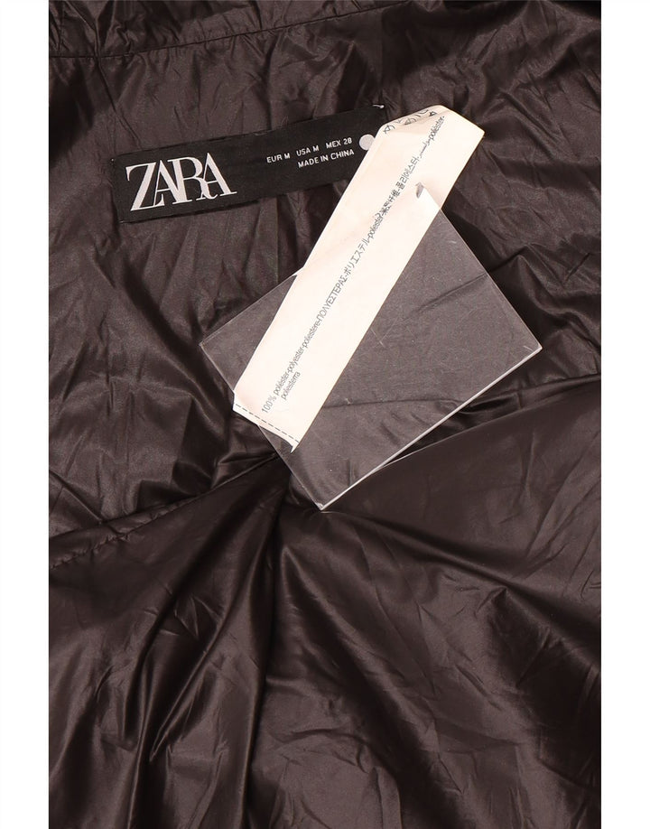 Zara Gilet rembourré à capuche pour femme UK 44 Medium Noir Polyester