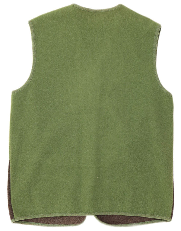 vintage Femme Cardigan sans manches Pull UK 12 Medium Green Colourblock