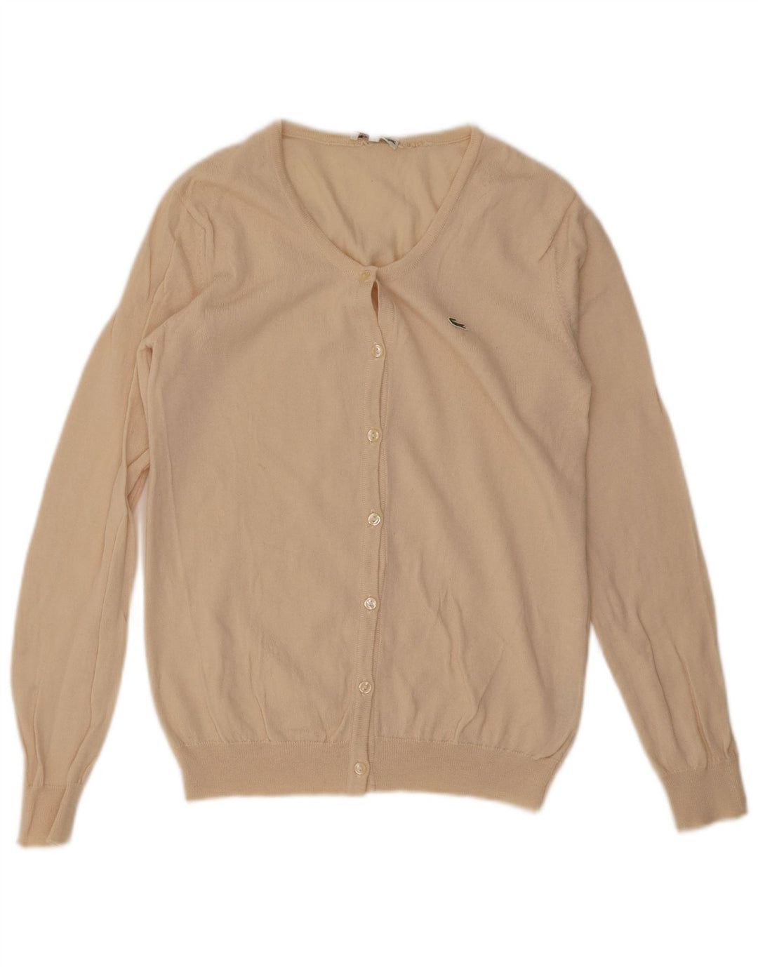 Lacoste Womens Cardigan Sweater Taille 42 Grande laine vierge beige