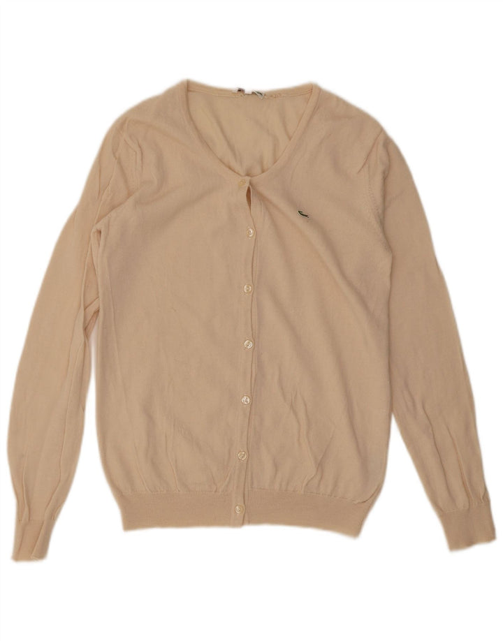 Lacoste Womens Cardigan Sweater Taille 42 Grande laine vierge beige