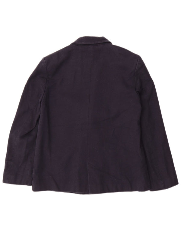 ZARA Femme Double Boutonnage Blazer Veste UK 10 Petit Bleu Marine Coton