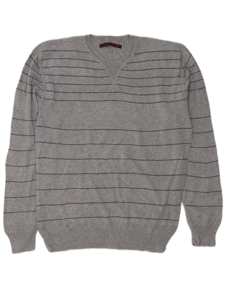 Levi's Pull Ras du Cou Homme Gris Moyen Rayé Coton
