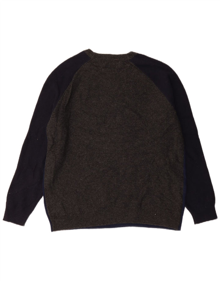 Marks & Spencer Pull à col rond pour homme Taille L Bleu marine Colorblock