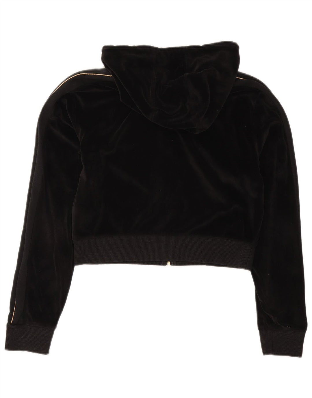 Ellesse Pull à capuche zippé en velours pour femme UK 14 Large Noir Polyester