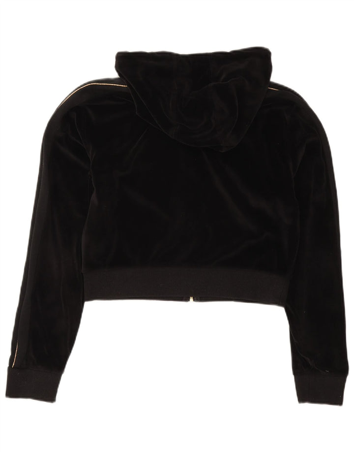 Ellesse Pull à capuche zippé en velours pour femme UK 14 Large Noir Polyester