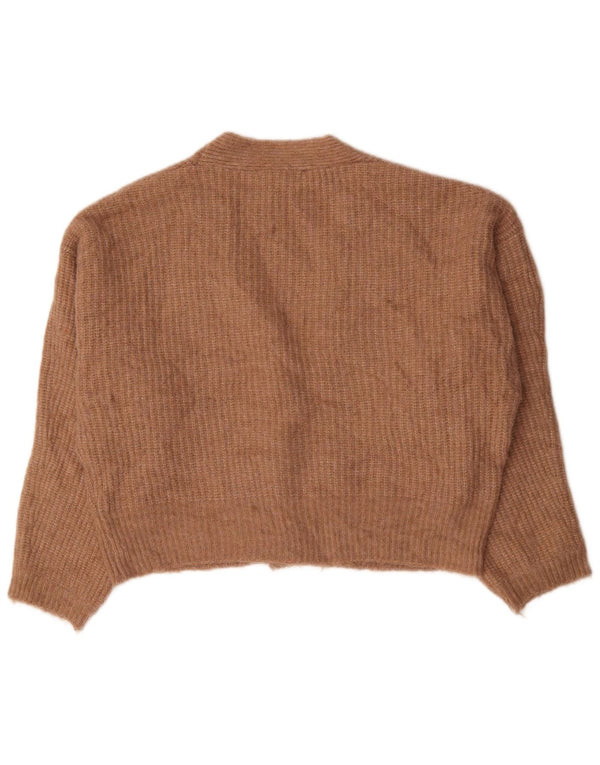 Zara Cardigan court surdimensionné pour femme UK 14 en nylon marron moyen