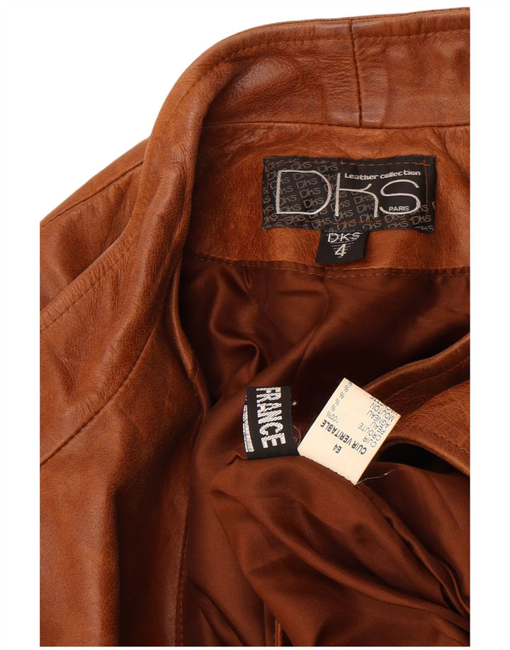 DKS France Veste en cuir pour femme US 4 Petit cuir marron
