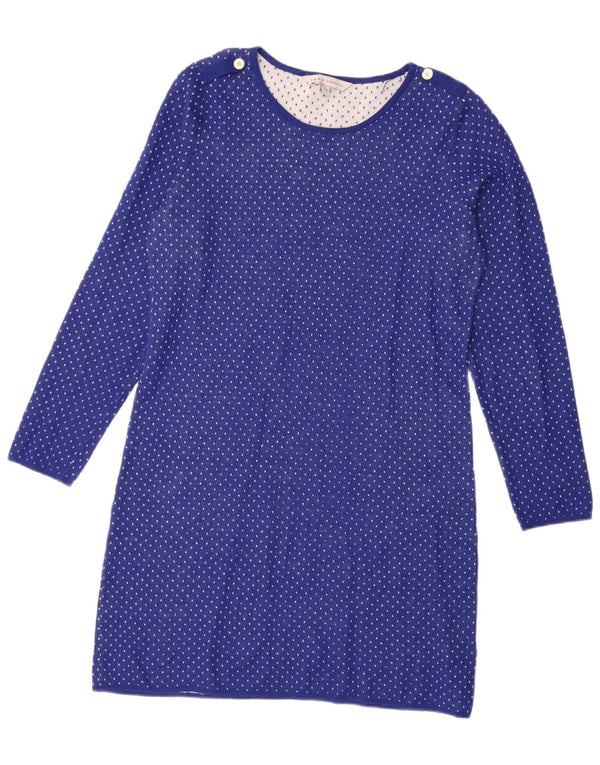 Crew Clothing Robe pull à manches longues pour femme UK 14 Large Bleu à pois