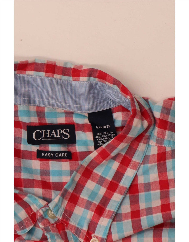 Chaps Chemise à manches courtes pour homme Coupe régulière 4XL Rouge Vichy Coton