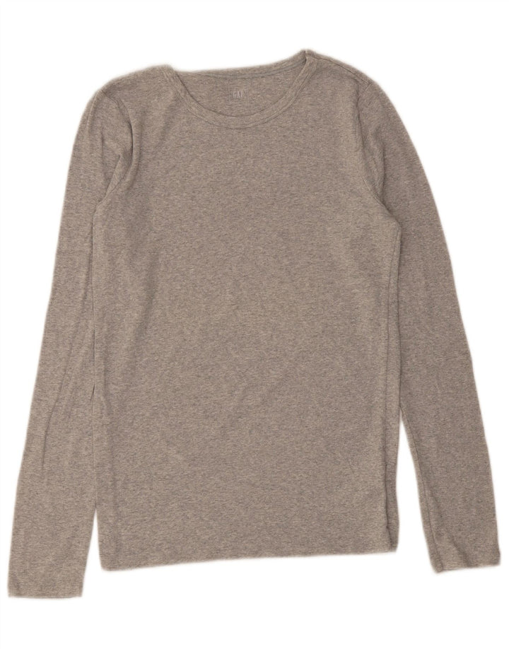 Gap Haut Femme Manches Longues UK 12 Gris Moyen Coton