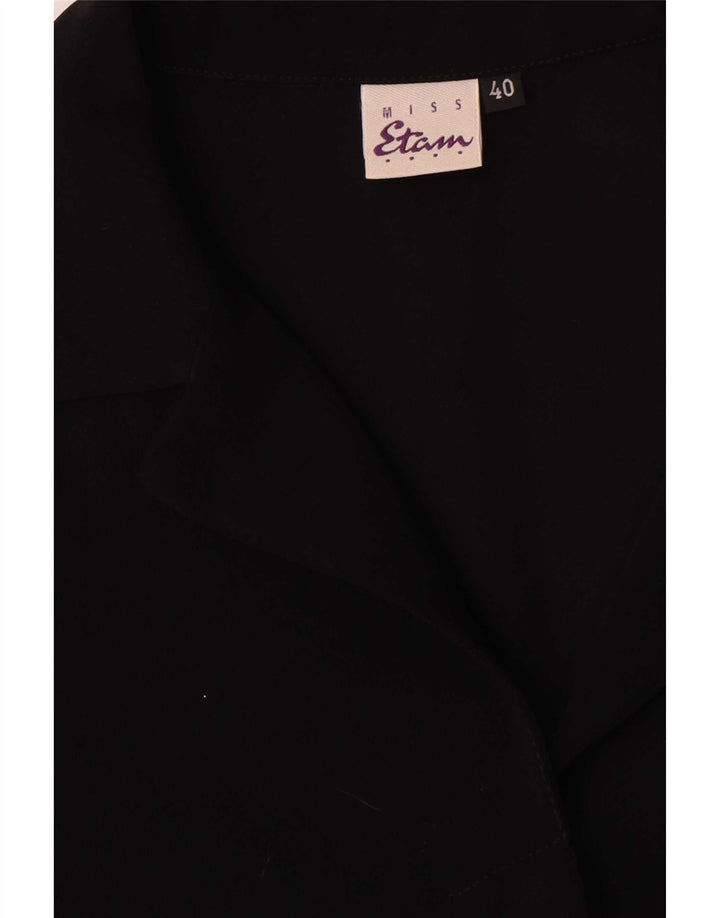 vintage Femme Pardessus EU 40 Moyen Noir Polyester