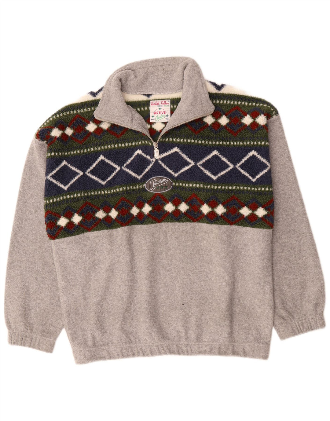Active Pull Polaire Col Zippé Homme Gris Moyen Colorblock Polyester