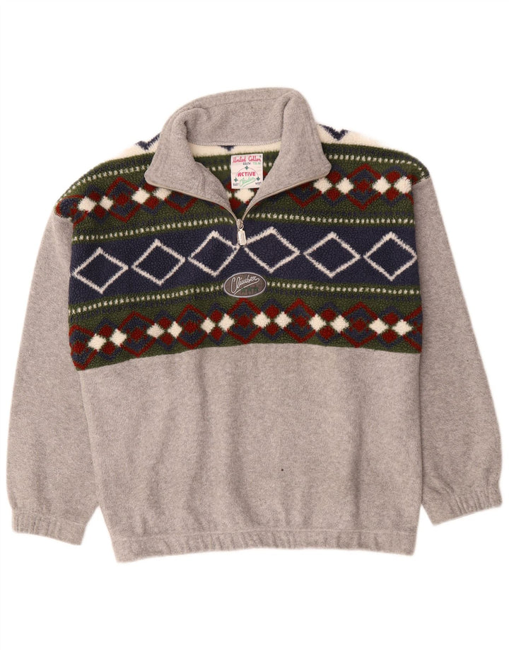 Active Pull Polaire Col Zippé Homme Gris Moyen Colorblock Polyester