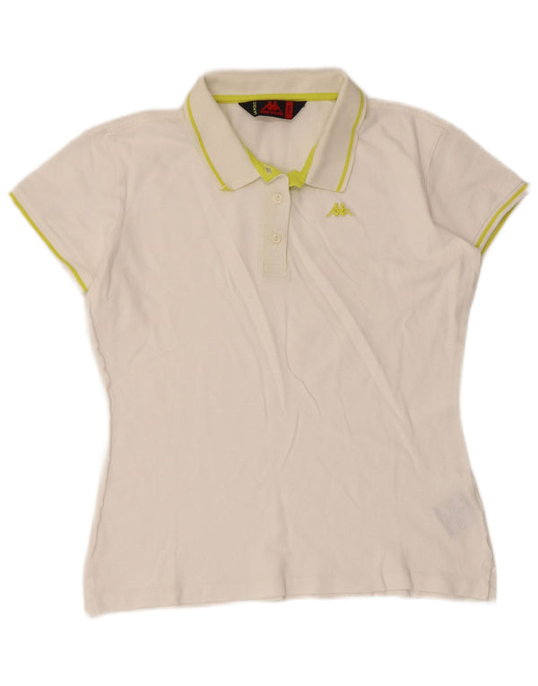 Kappa Polo Femme UK 14 Large Blanc Coton