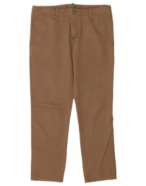Benetton Pantalon Chino Droit Femme IT 44 Medium W32 L27 Marron Coton