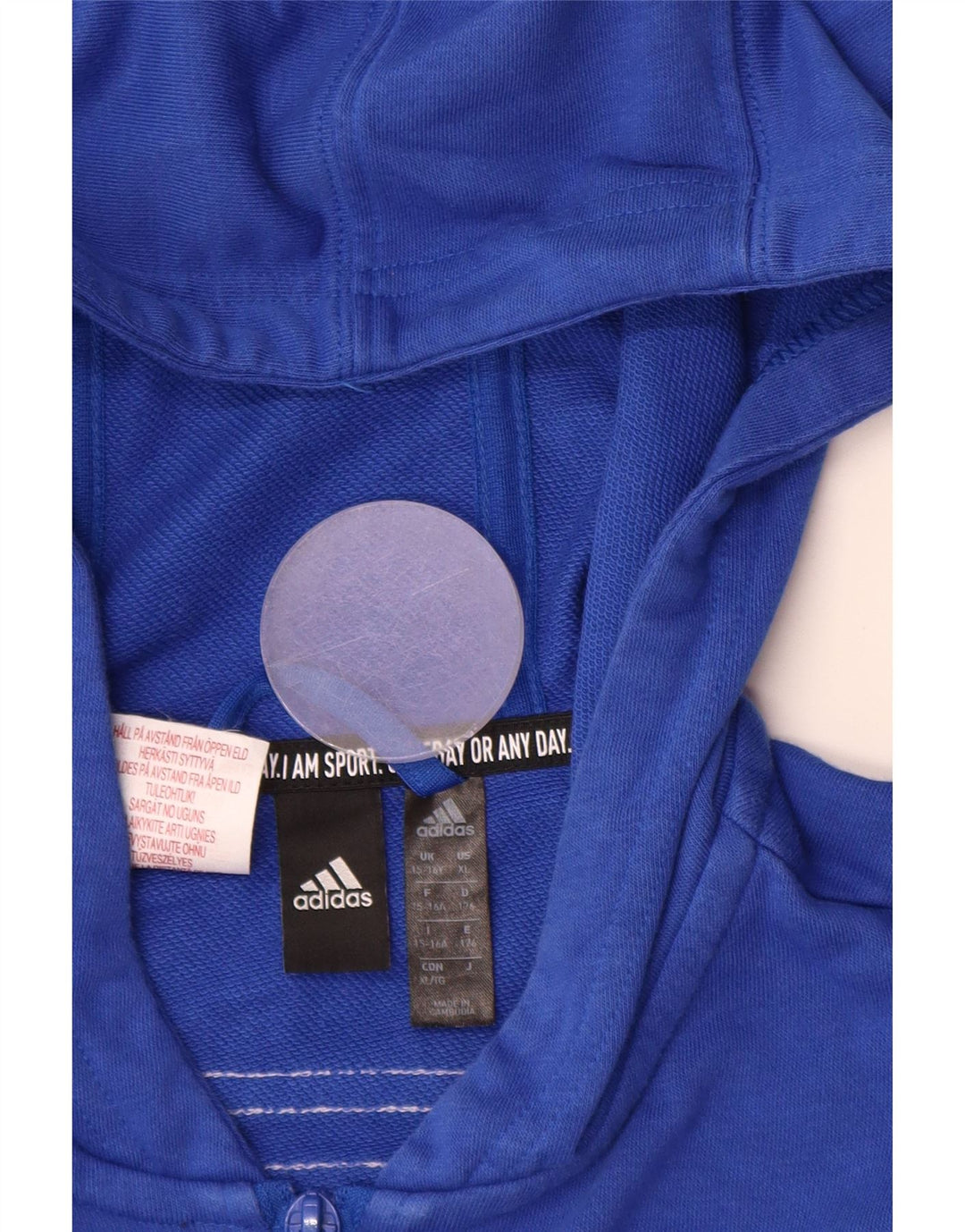 ADIDAS Pull à capuche zippé garçon 15-16 ans Bleu Coton