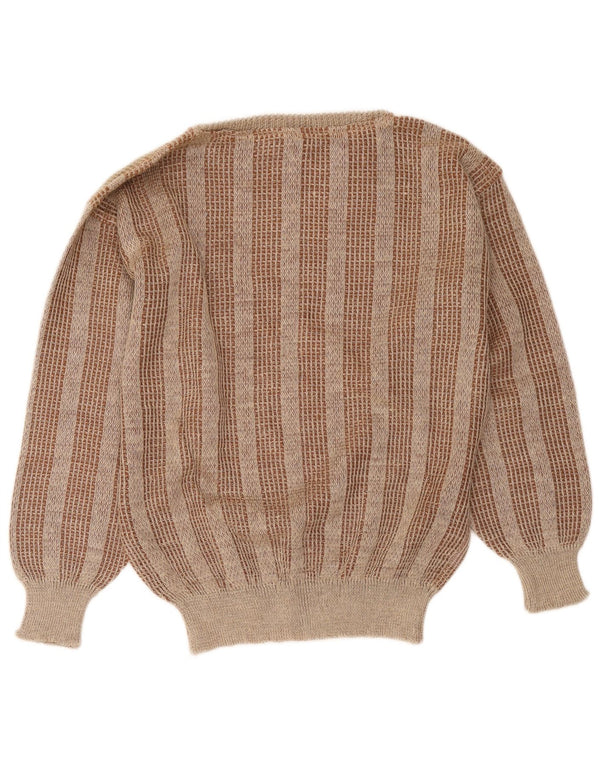 I Maschi Pull Col Bateau Femme IT 48 XL Lin Rayé Marron