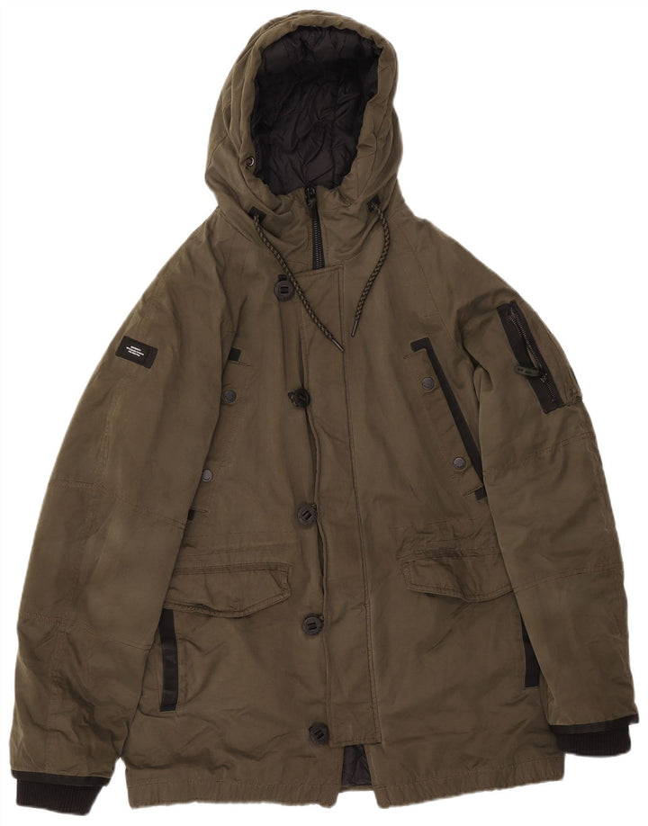 Superdry Parka à capuche pour homme UK 38 Kaki moyen