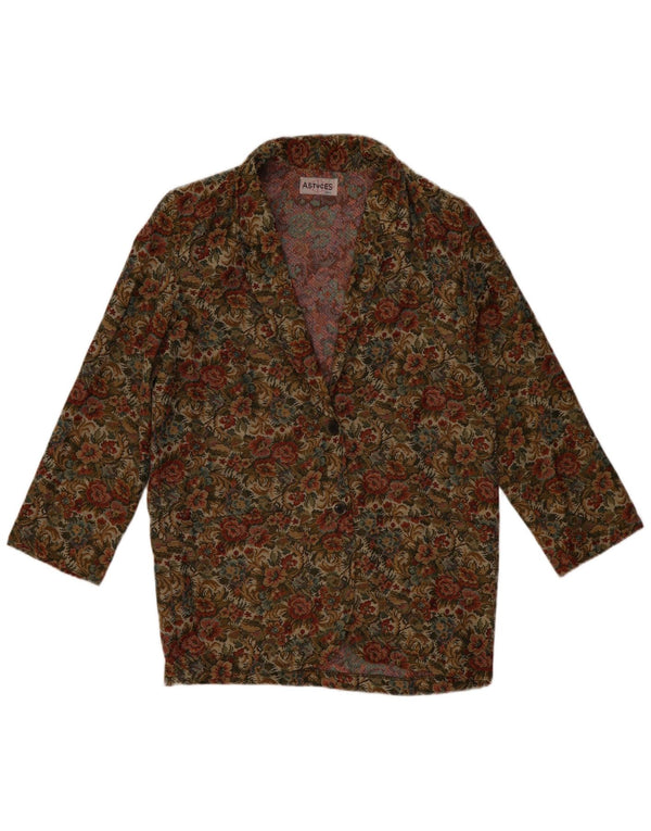 vintage Femmes 2 Bouton Blazer Veste UK 14 Grand Floral Multicolore
