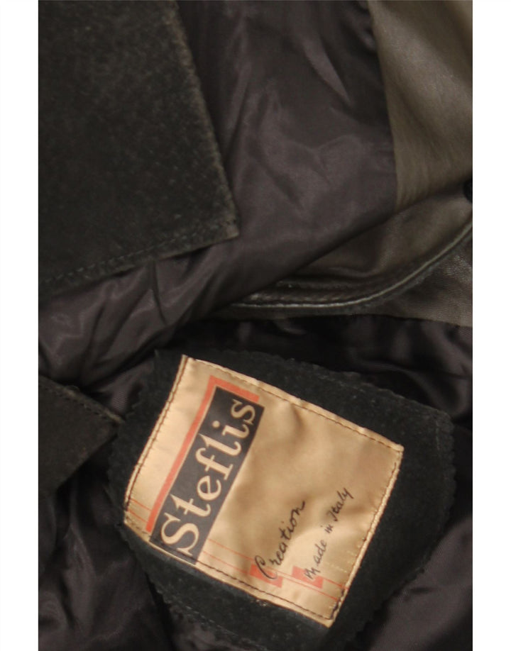 vintage Homme 3 Boutons Blazer En Daim Veste UK 38 Moyen Noir