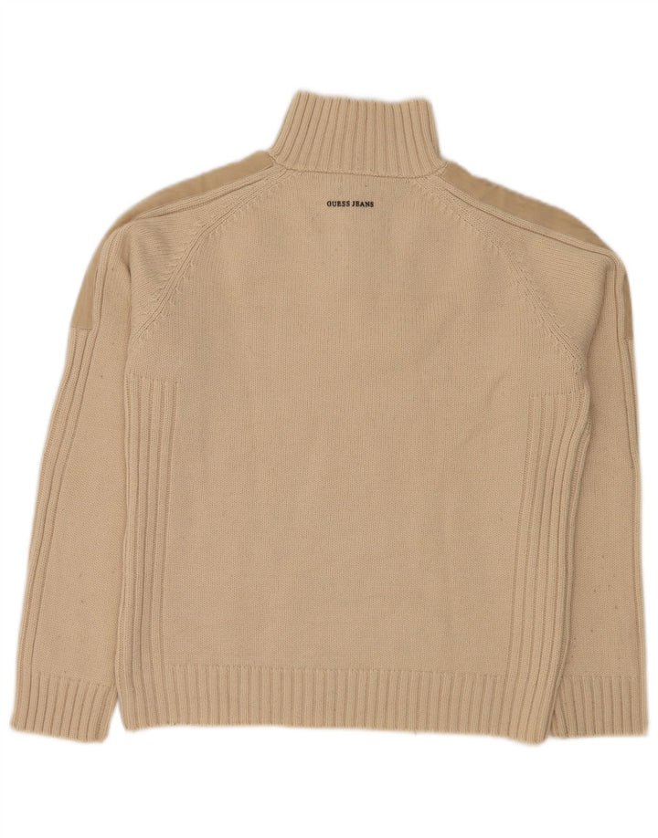 GUESS Pull col zippé pour homme XL Beige