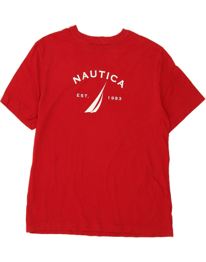 NAUTICA Mens Graphic T-Shirt Top Large Red Cotton Vintage Nautica and Second-Hand Nautica from Messina Hembry 