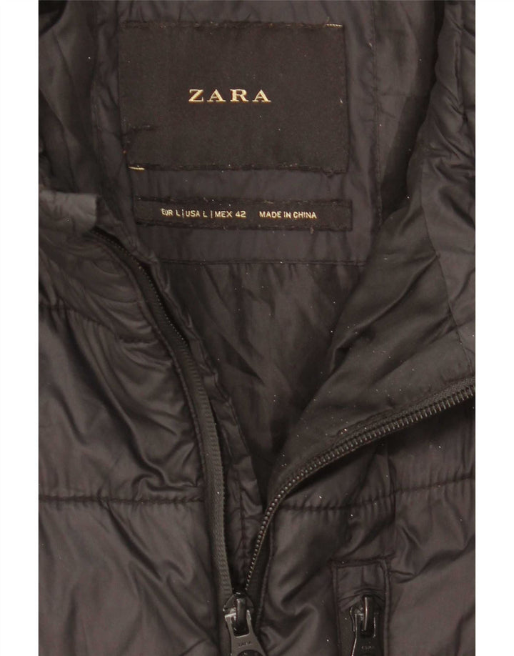 Zara Veste matelassée pour homme UK 40 Large Noir Polyamide